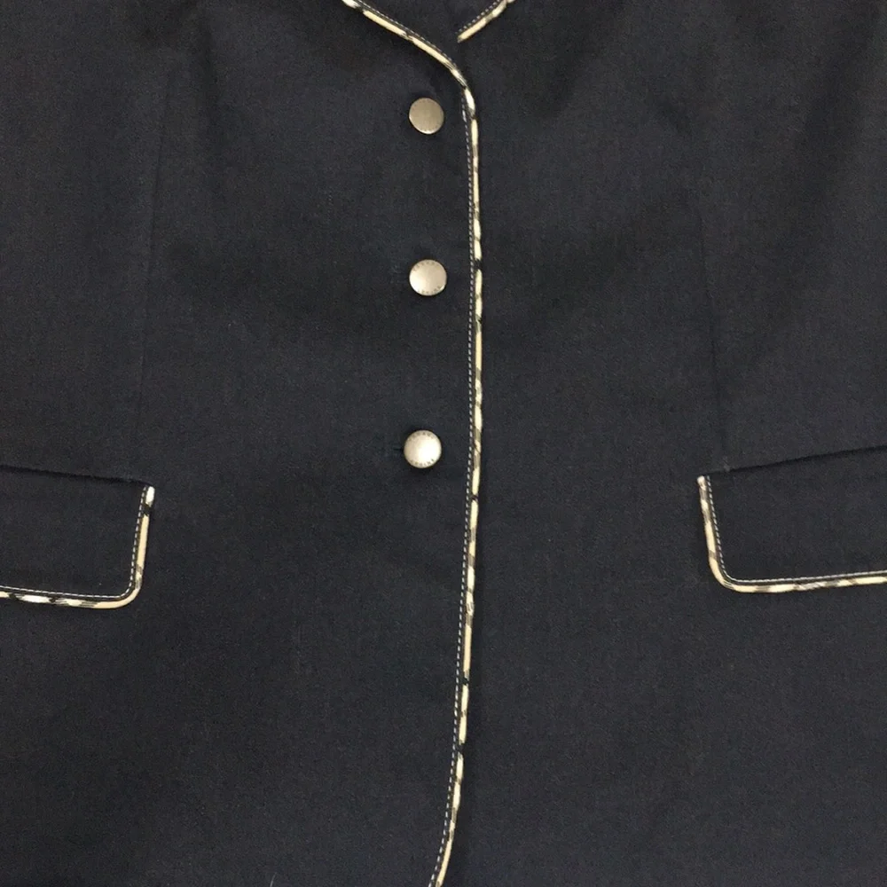 Tahari Navy Blazer with Contrast Trim - Picture 7 of 9